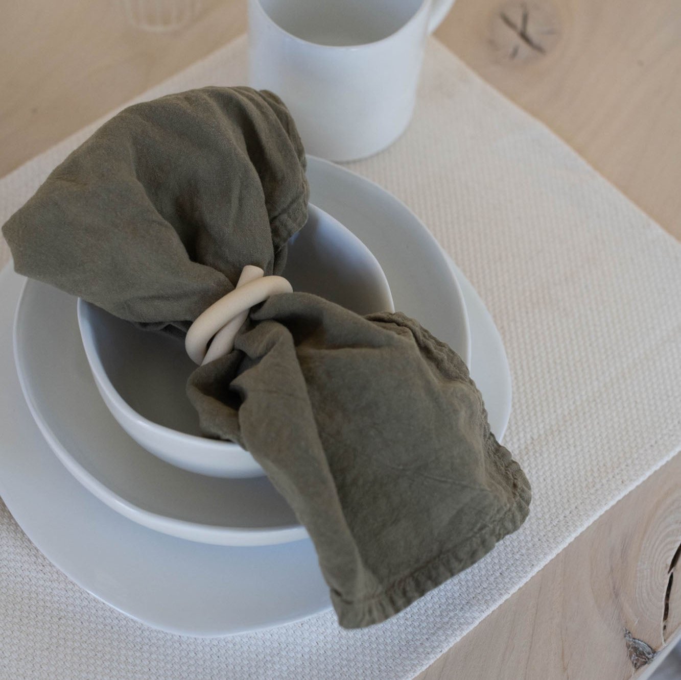 Handmade Ceramic Knot Napkin Rings Set of 4