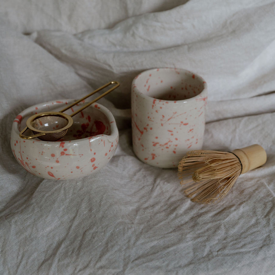 Jackson Handmade Ceramic Matcha Bowl | Speckled Pink