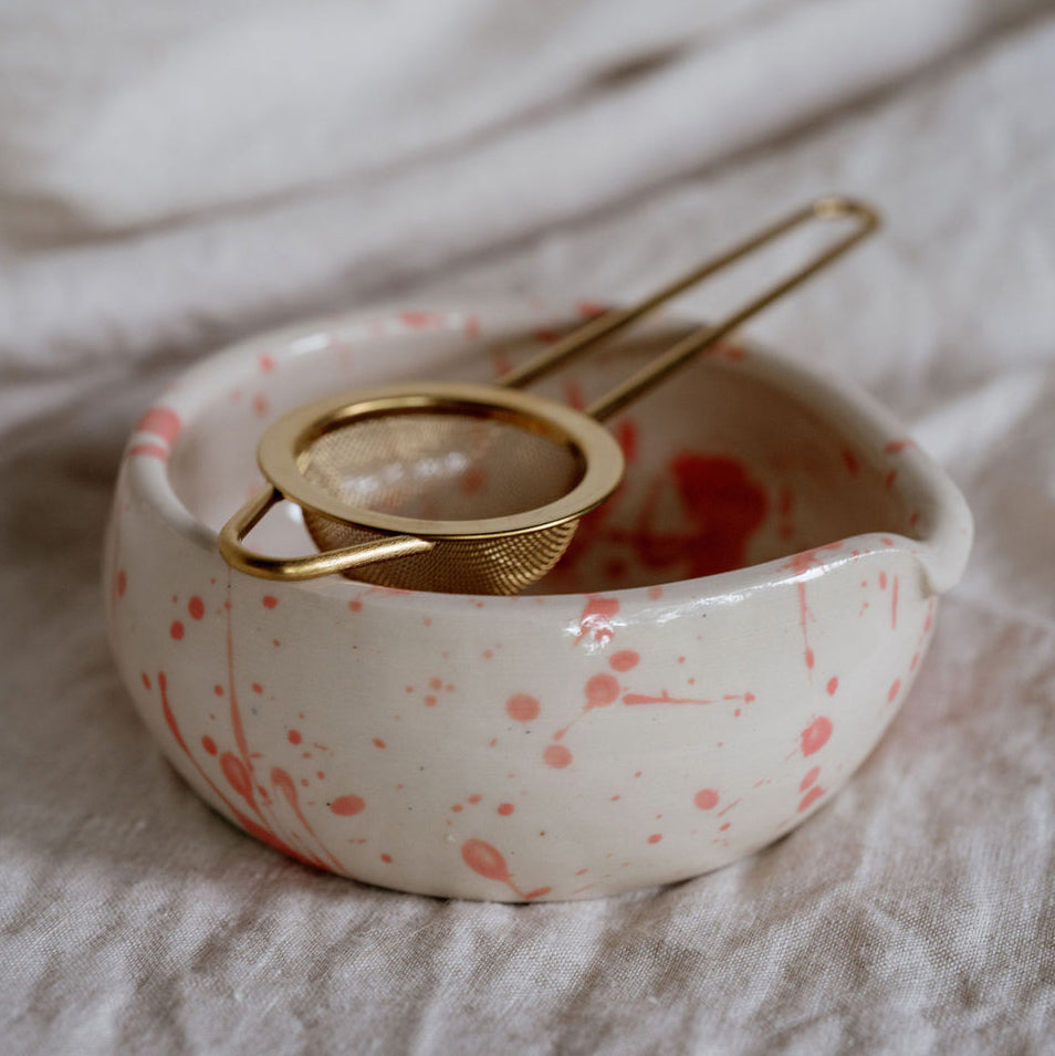 Jackson Handmade Ceramic Matcha Bowl | Speckled Pink