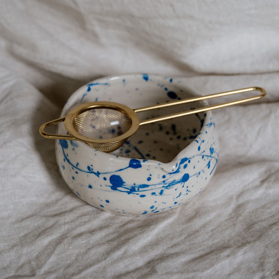 Jackson Handmade Ceramic Matcha Bowl | Speckled Blue