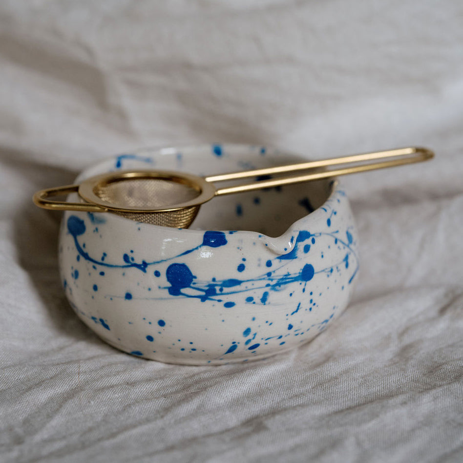 Jackson Handmade Ceramic Matcha Bowl | Speckled Blue