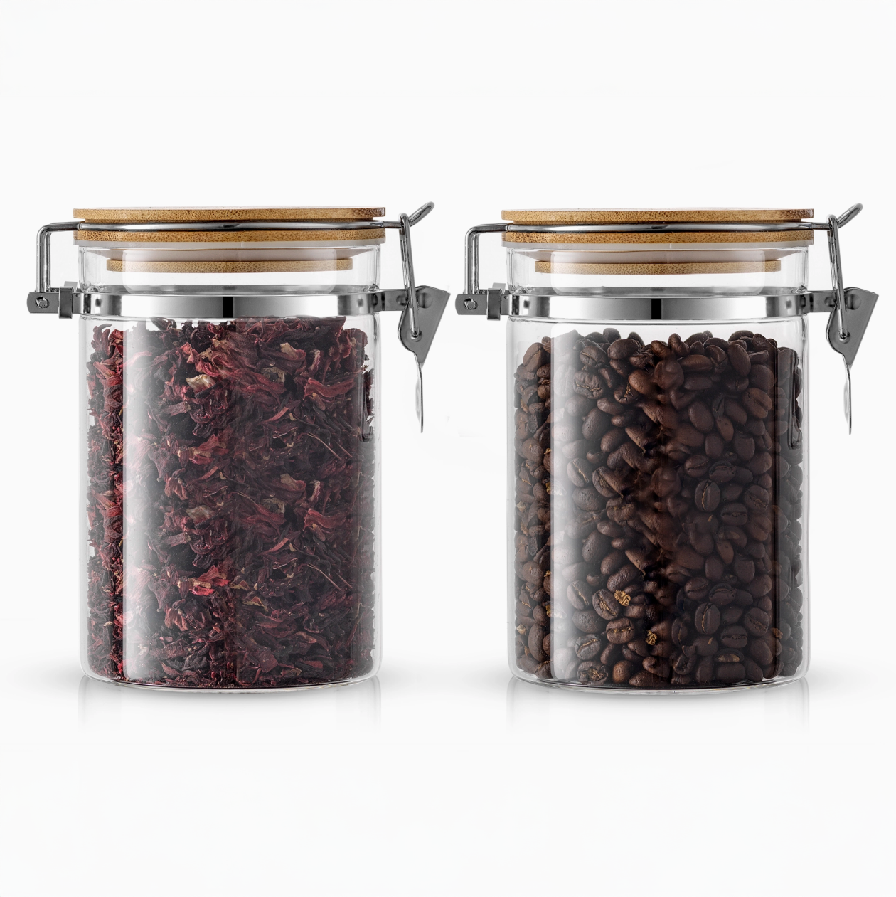 Glass Food Storage Jars with Airtight Bamboo Lids - Large