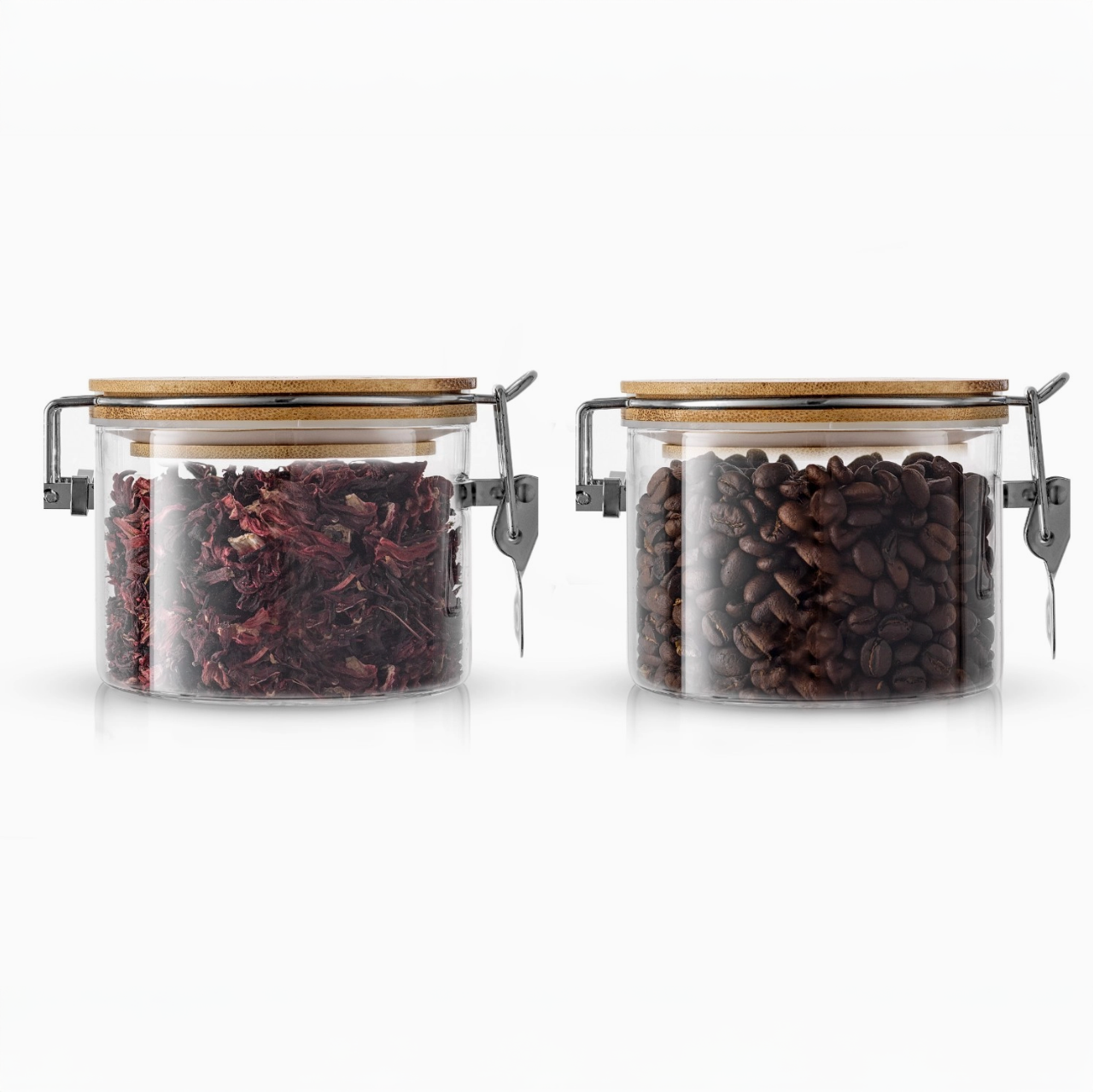 Glass Food Storage Jars with Airtight Bamboo Lids - Small