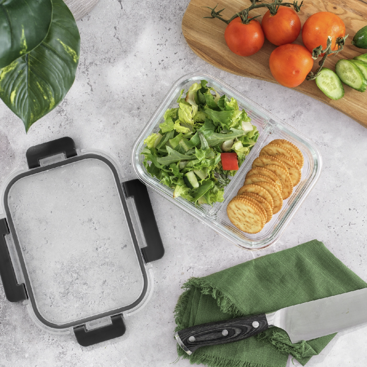 2-Sectional Food Prep Storage Containers - Set of 5