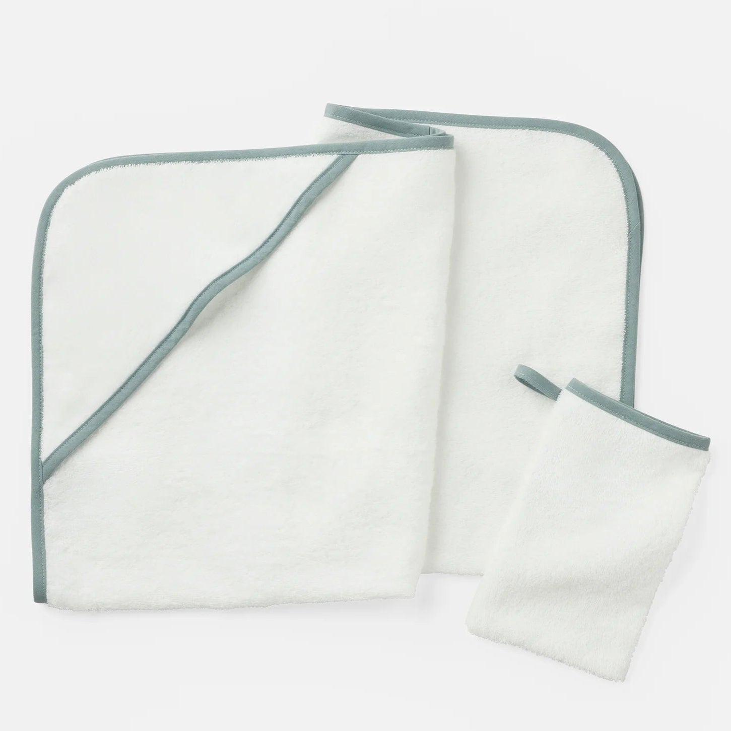 Cloud Loom™ Organic Baby Hooded Towel and Bath Mitt Set