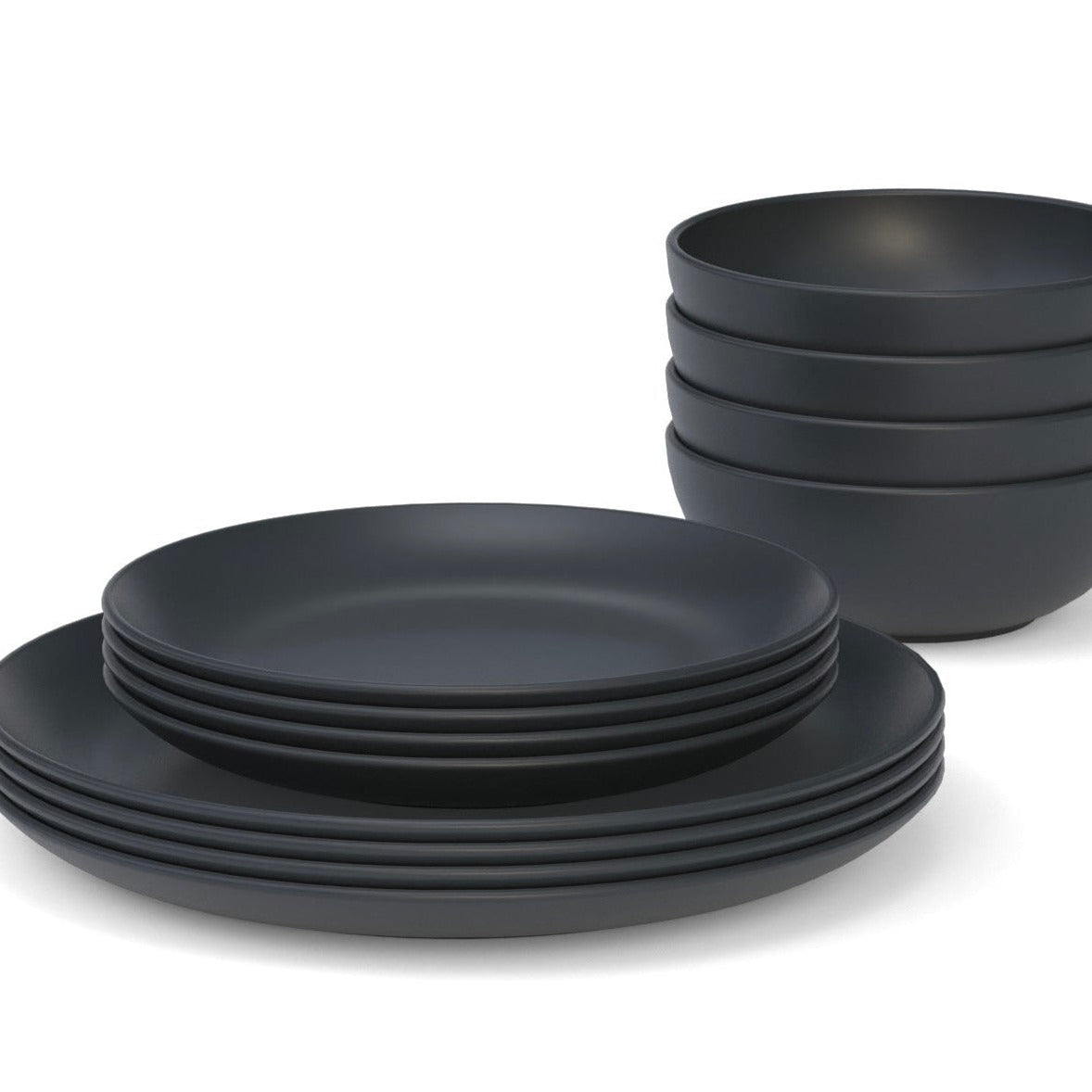 11" Round Dinner Plate, Set of 4 - Black