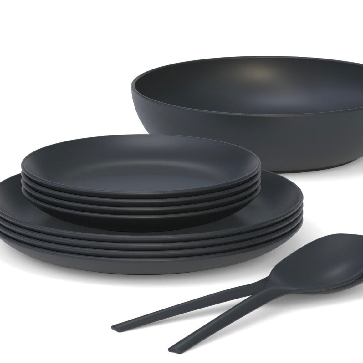 11" Round Dinner Plate, Set of 4 - Black