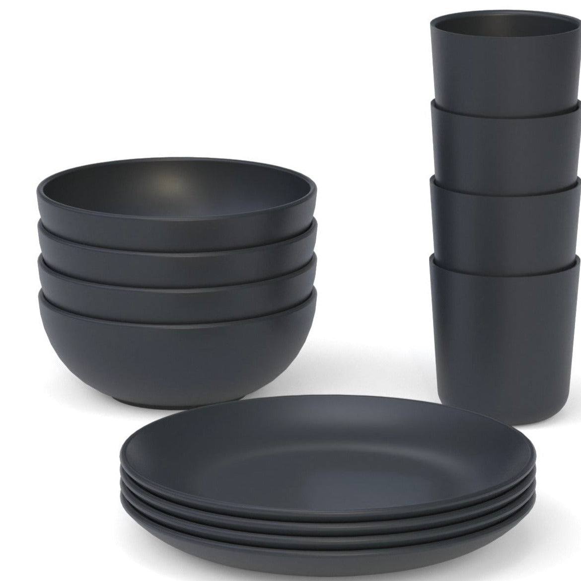 24 oz Round Cereal Bowl, Set of 4 - Black