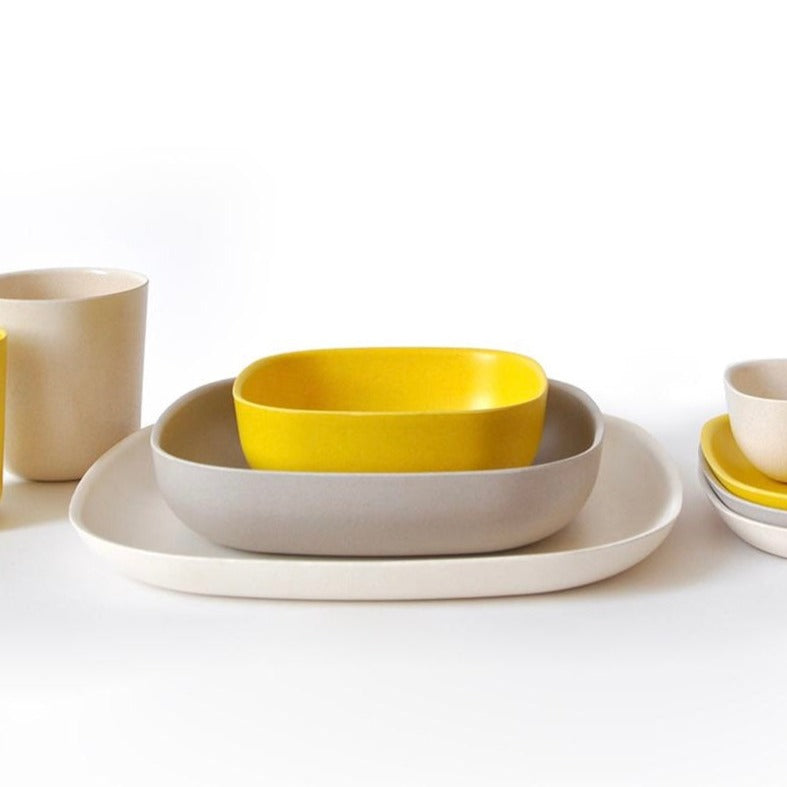 Bamboo Dinner Plate, 4 Piece Set - Off White