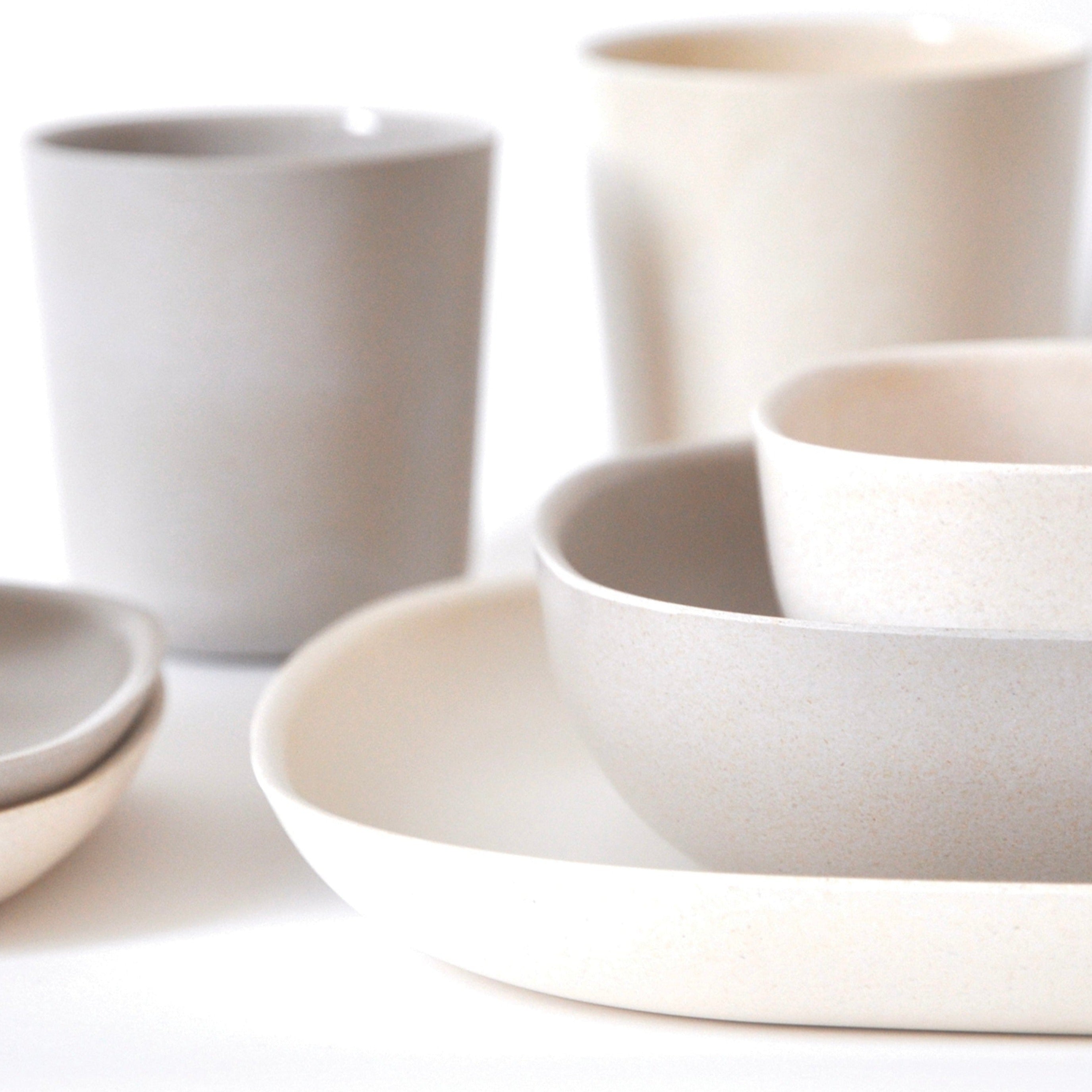 Bamboo Medium Cup, 4 Piece Set - Stone