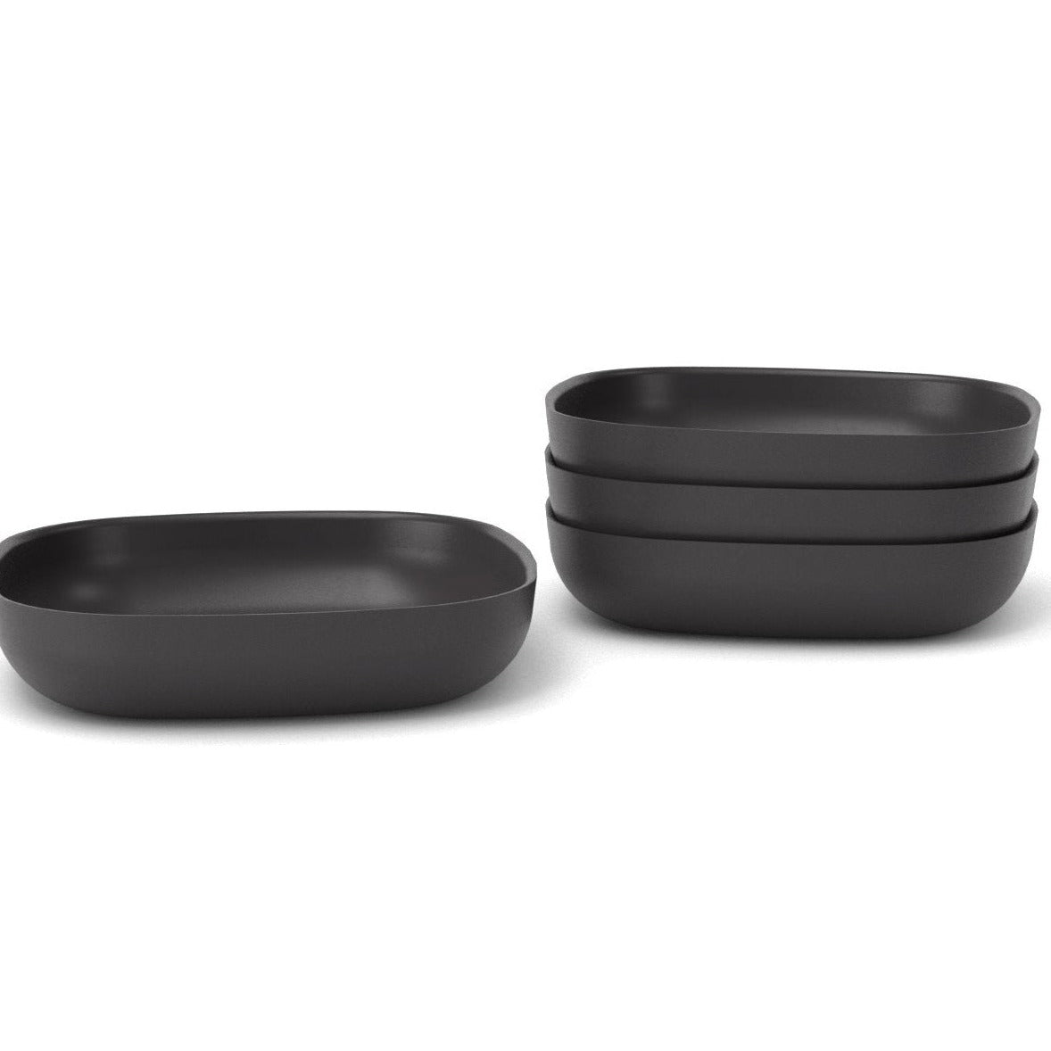 Bamboo Pasta Bowl, 4 Piece Set - Black