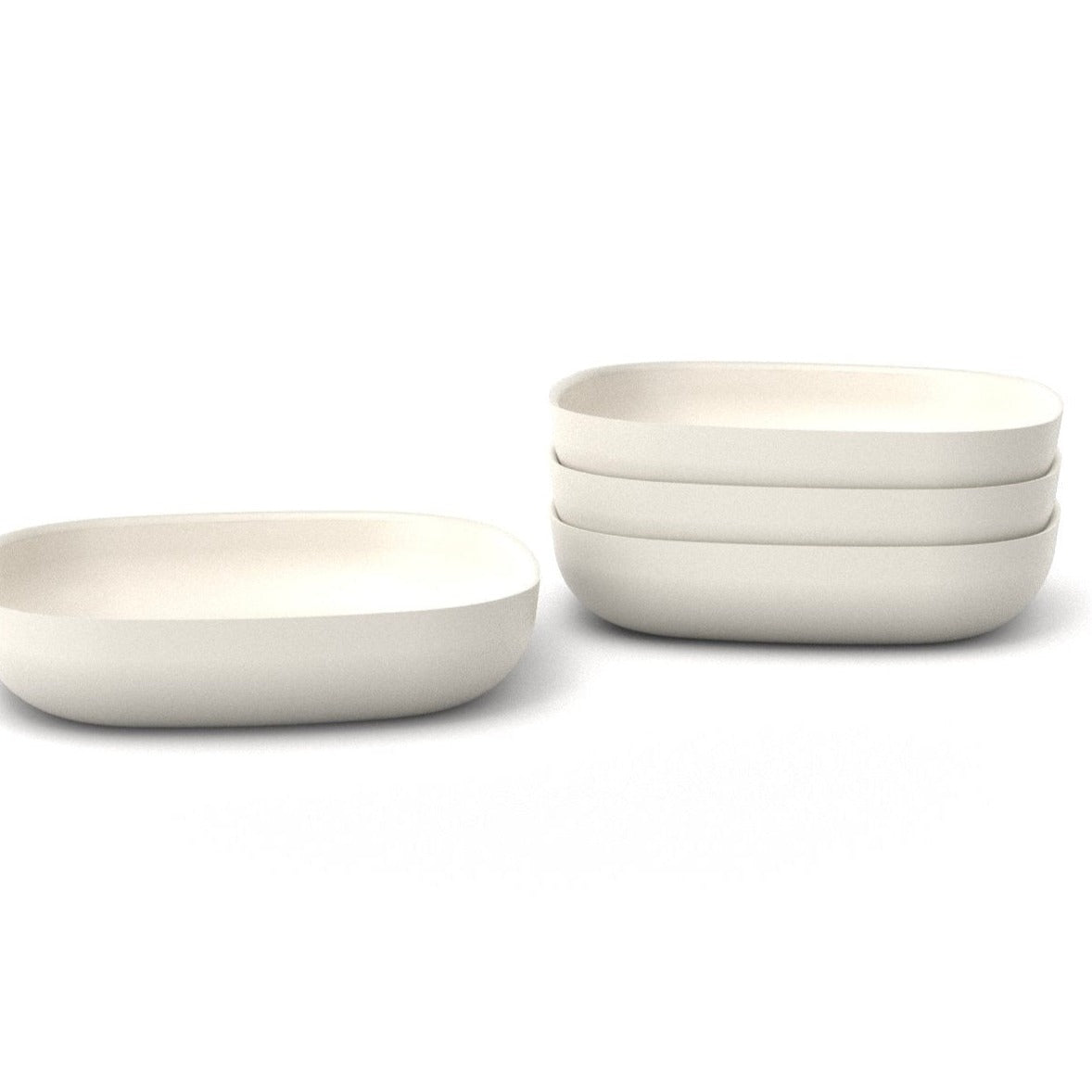 Bamboo Pasta Bowl, 4 Piece Set - Off White