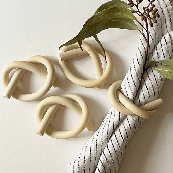 Handmade Ceramic Knot Napkin Rings Set of 4