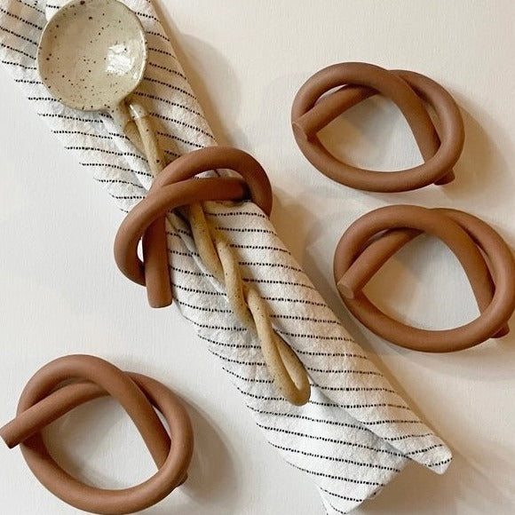 Handmade Ceramic Knot Napkin Rings Set of 4