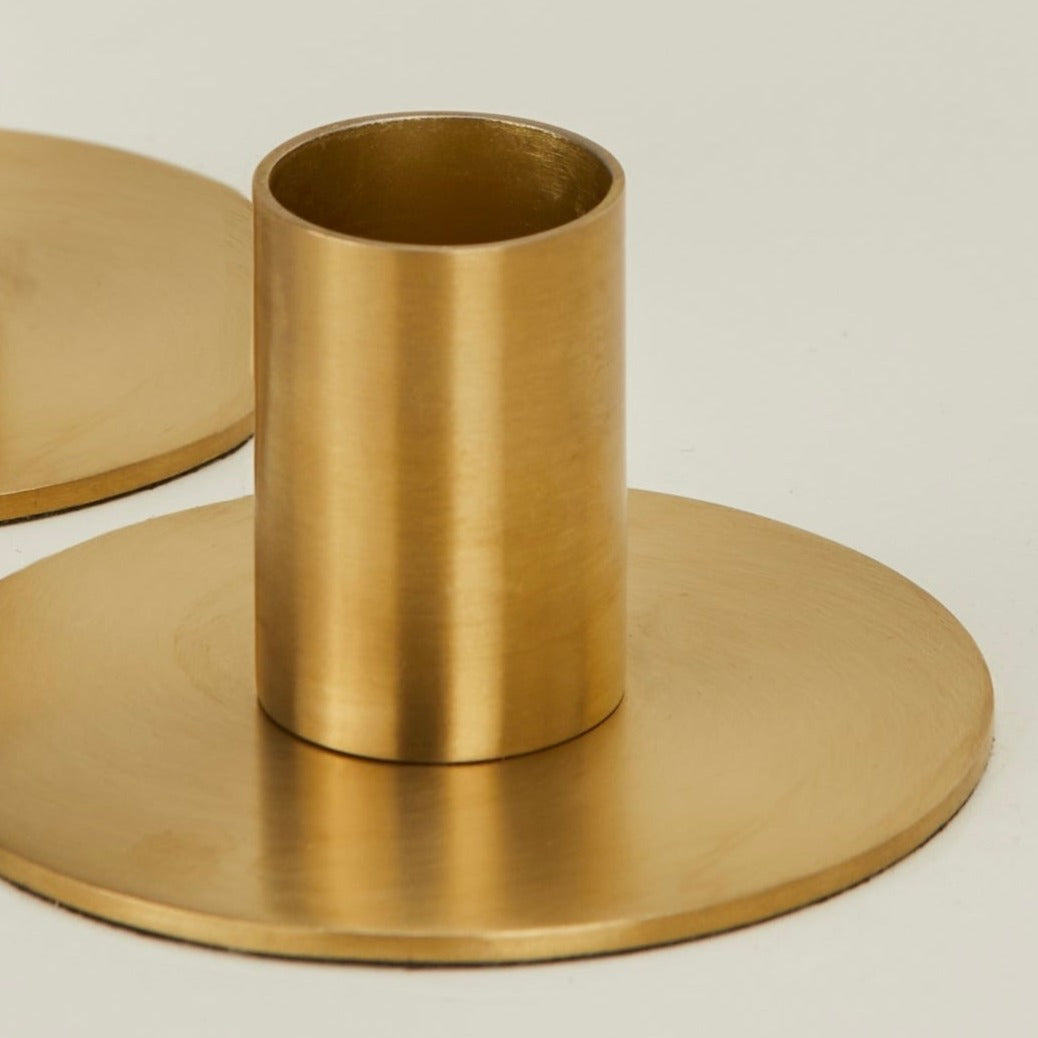 Essential Metal Candle Holders, Set Of 2 - Brass