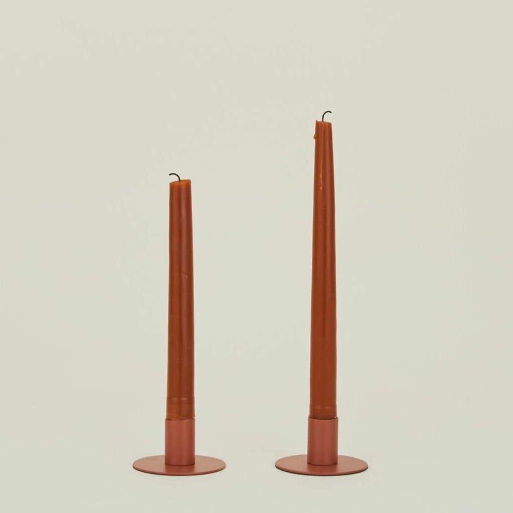Essential Metal Candle Holders, Set Of 2 - Terracotta