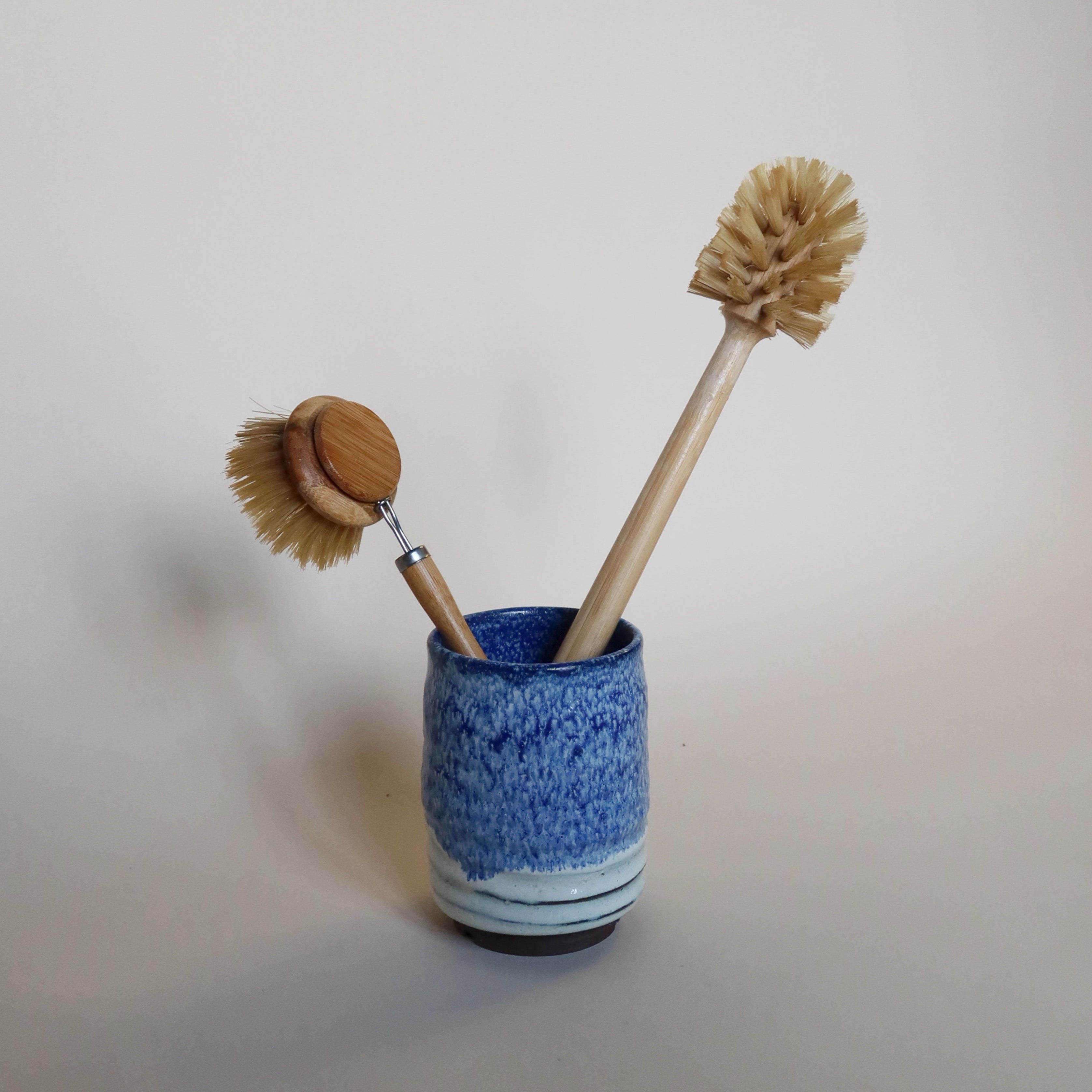 Ocean Breeze Handmade Ceramic Dish Brush Holder with Drainage Holes