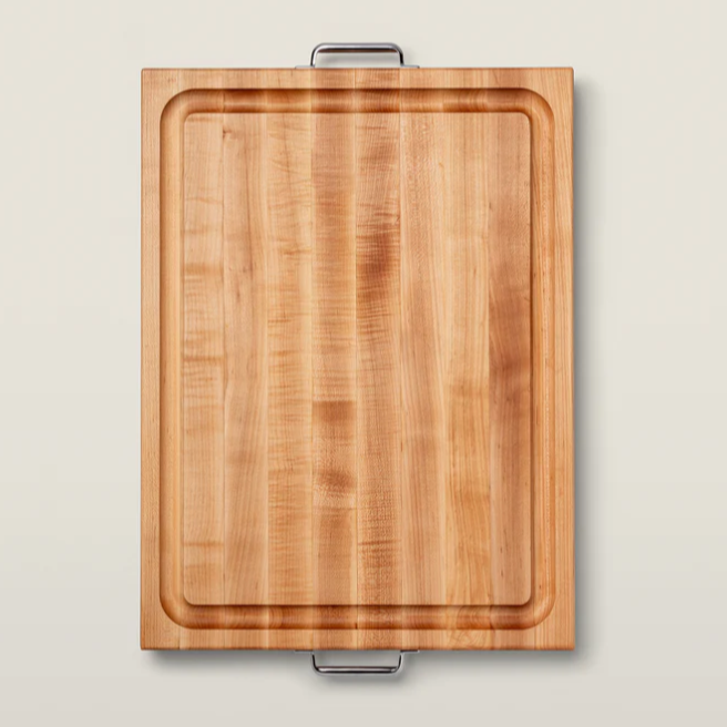 Boos Block RAFR Cutting Board With Juice Groove & Metal Handles 2-1/4" Thick (Handle Boards), Maple
