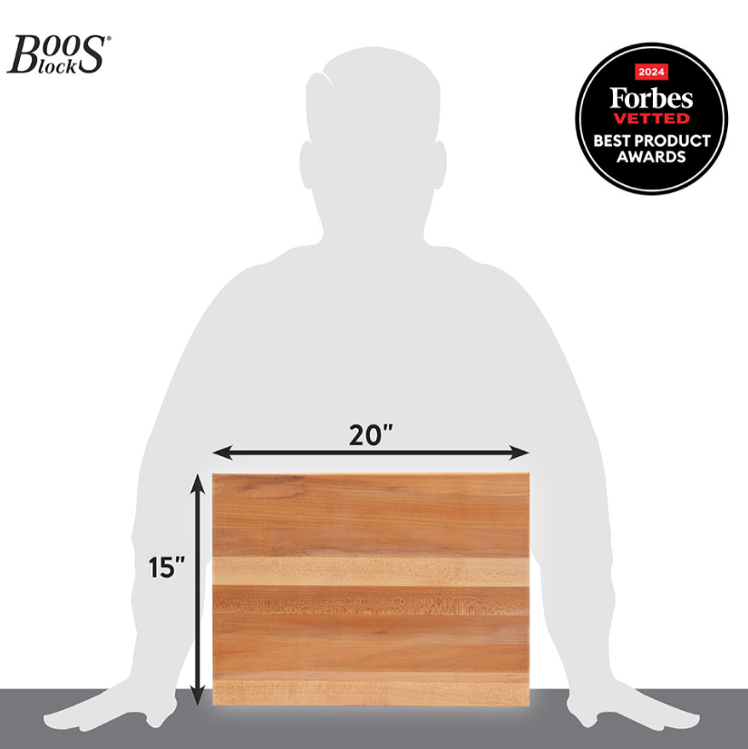 Boos Block R-Board Series Reversible Wood Cutting Board, 1.5-Inch Thickness, 20āX15āX1-1/2ā, Maple