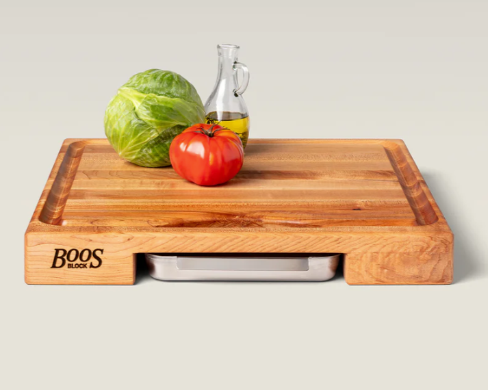 Boos Block Prep Master Series Newton Prep Master Cutting Board With Juice Groove & Stainless Pan, Maple