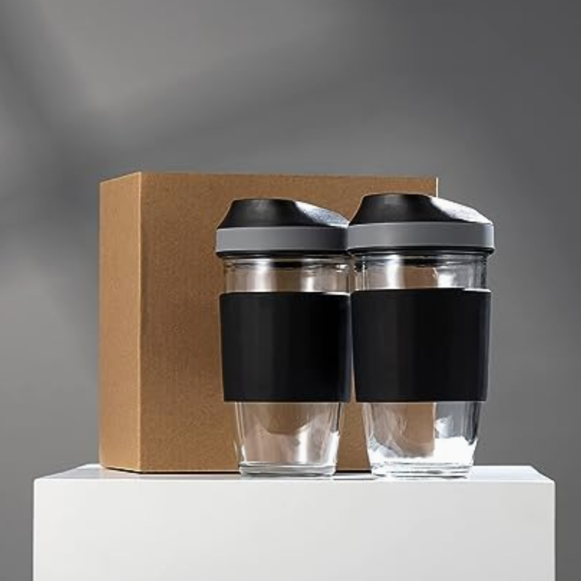 Coffee Cup with Silicone Wrap Set of 2