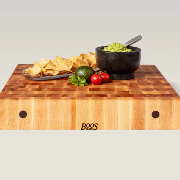 Boos Block Square Chopping Block, Non-Reversible, End Grain, 4" Thick (CCB Series), Maple