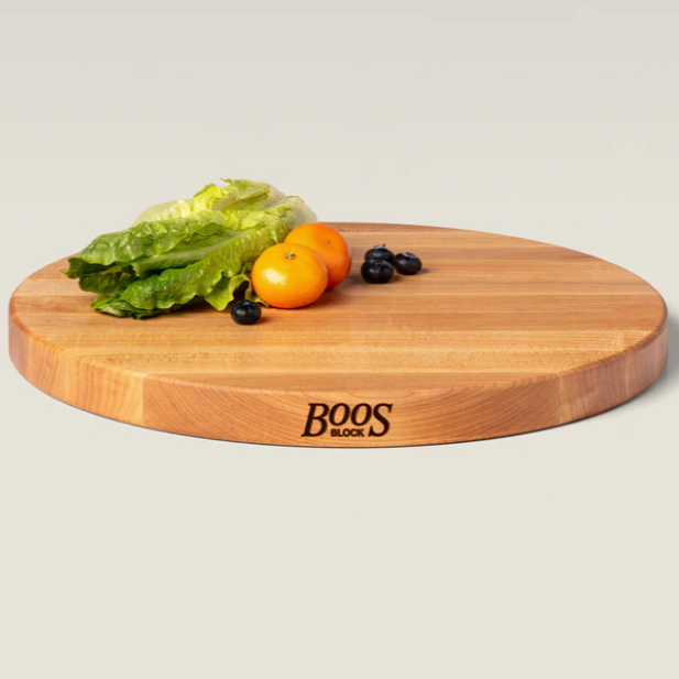 Boos Block RA-Board Series Reversible Round Cutting Board, 1-1/2" Thickness, Maple