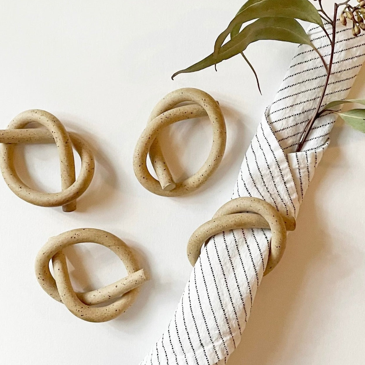 Handmade Ceramic Knot Napkin Rings Set of 4