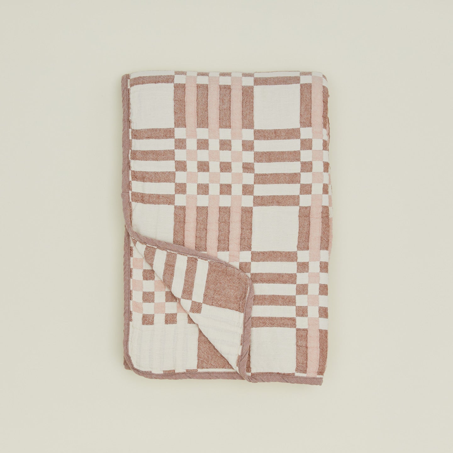 Simple Plaid Blanket - Blush / Terracotta