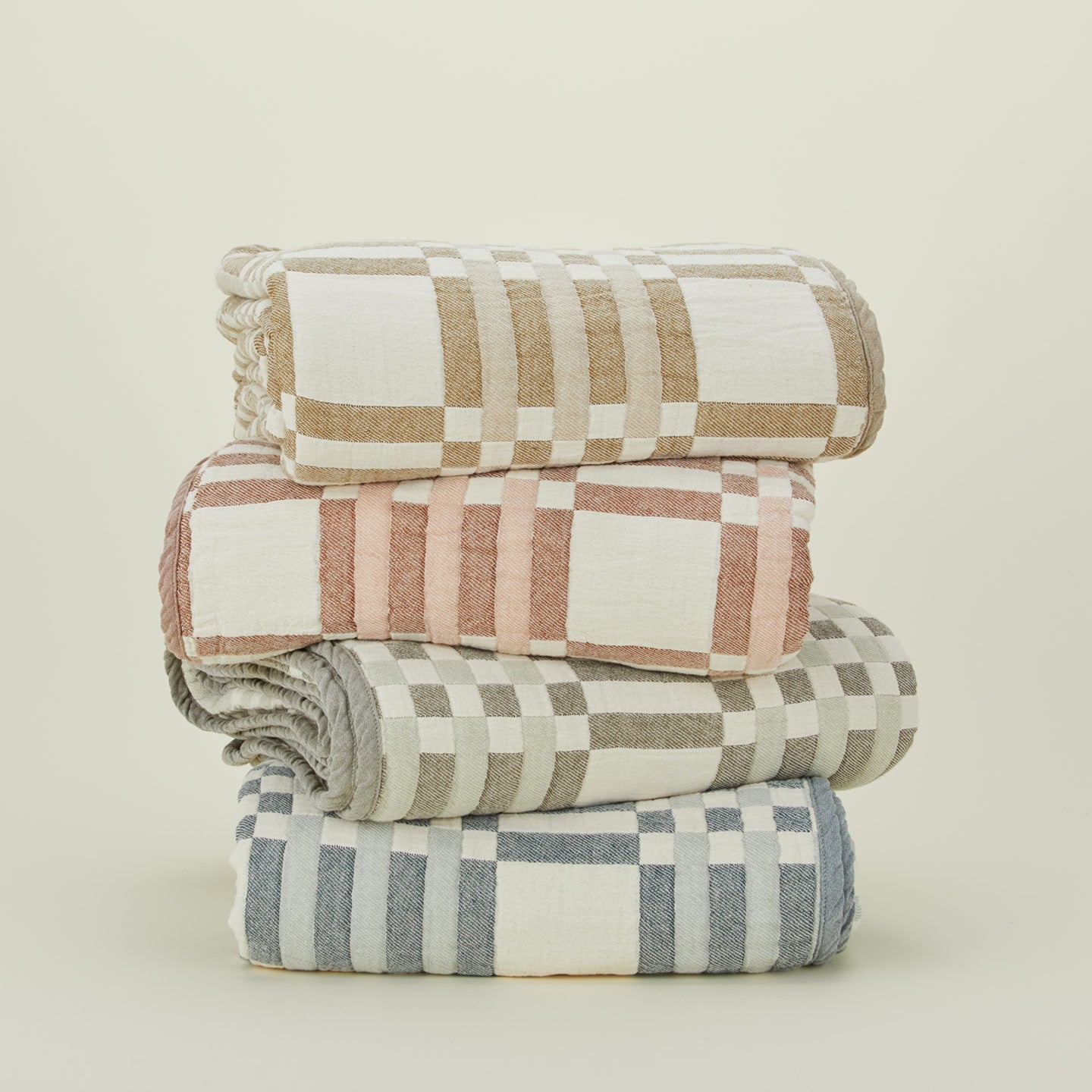 Simple Plaid Blanket - Ivory / Flax