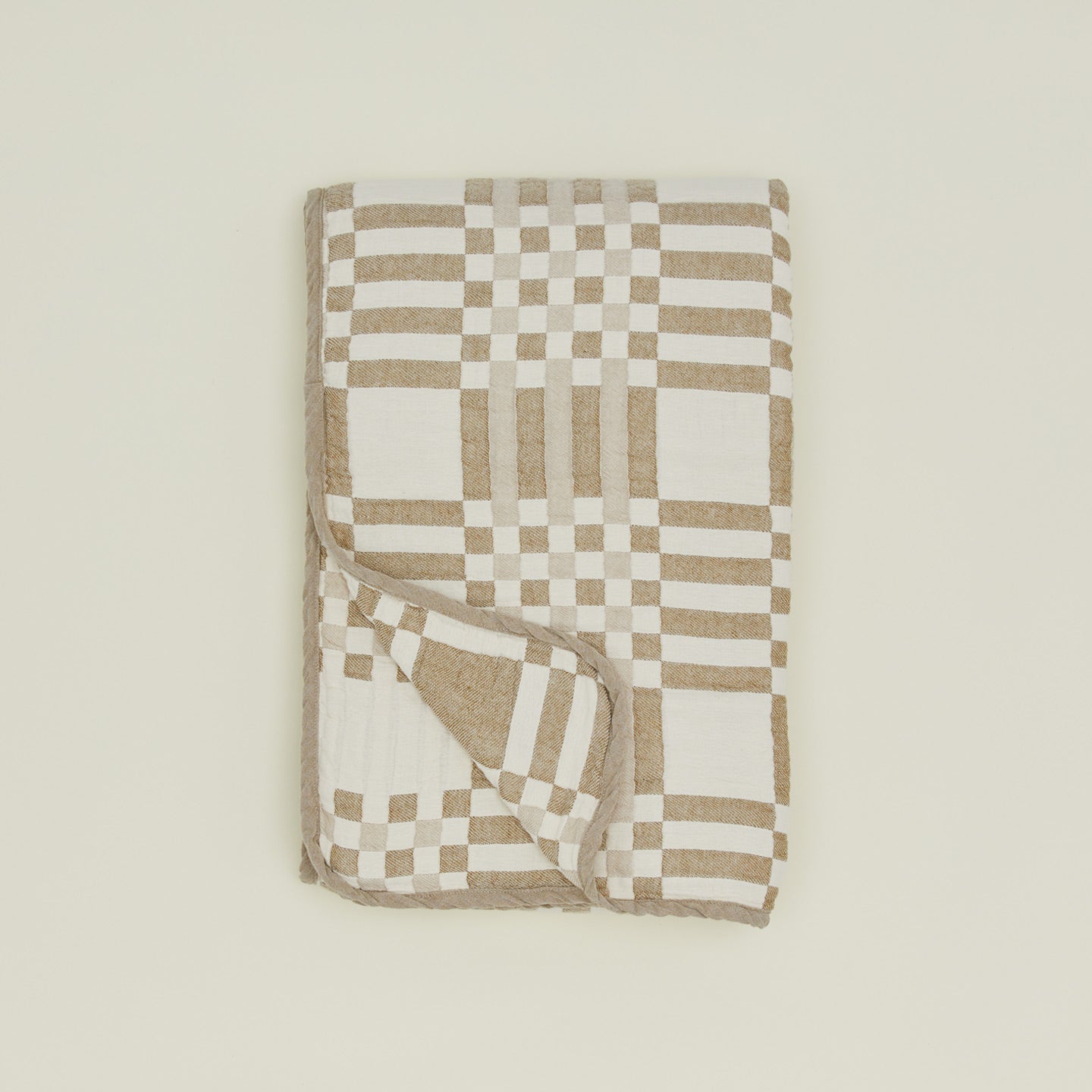 Simple Plaid Blanket - Ivory / Flax