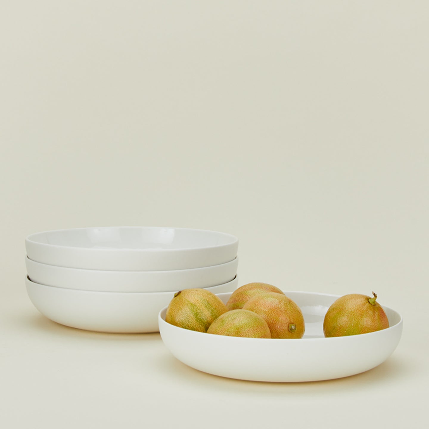 Simple Porcelain Low Bowl - Set of 4