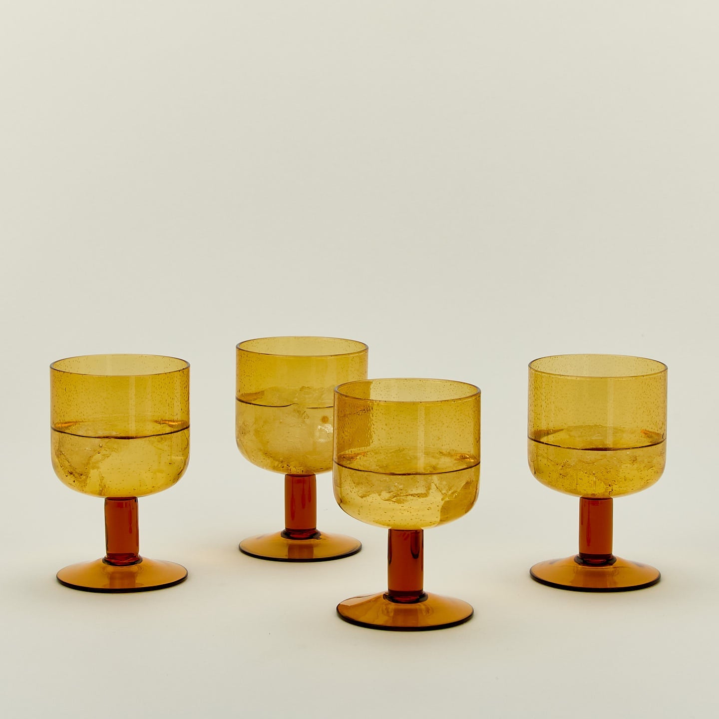 Simple Seeded Glassware - Stemmed - Set of 4, Amber