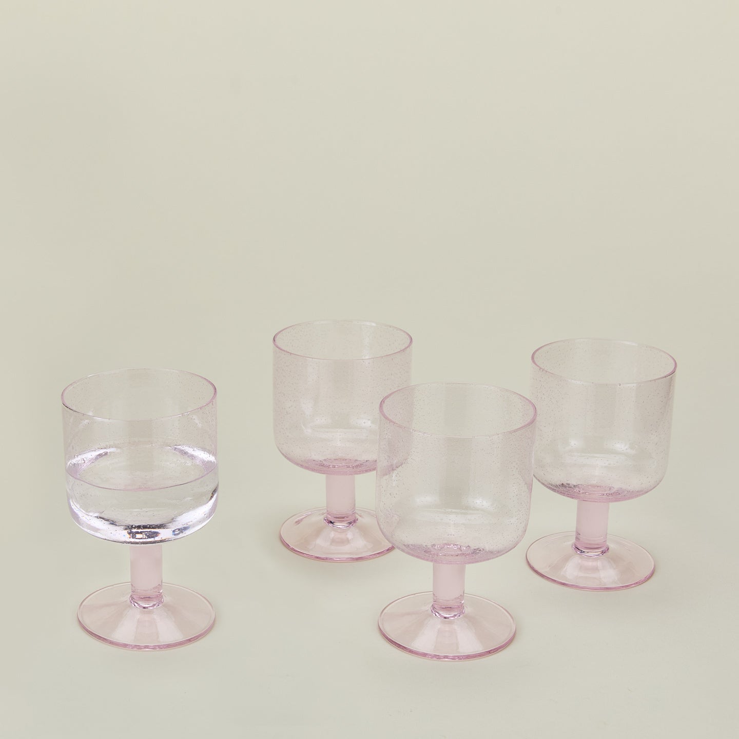 Simple Seeded Glassware Set of 4, Blush