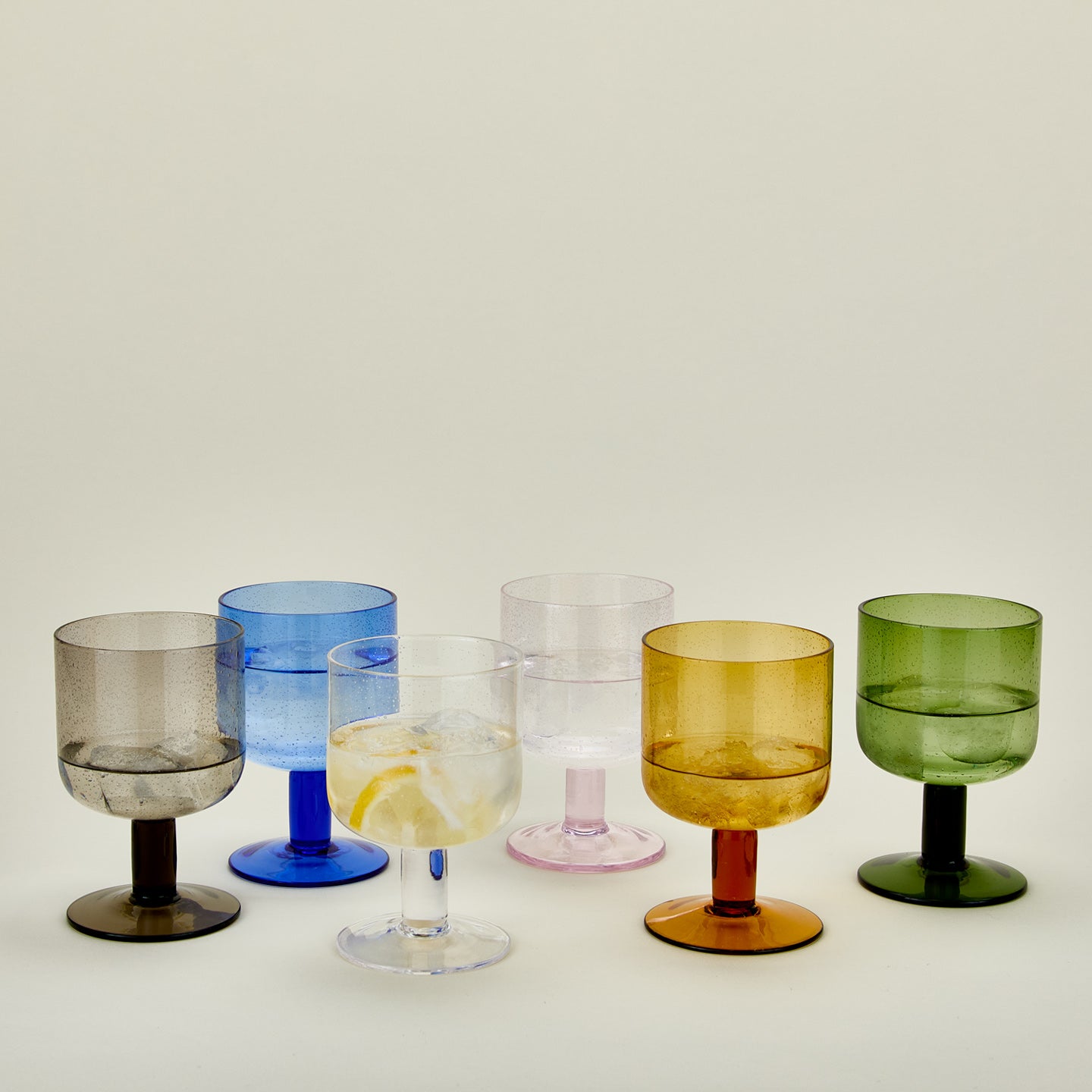 Simple Seeded Glassware - Stemmed - Set of 4, Olive