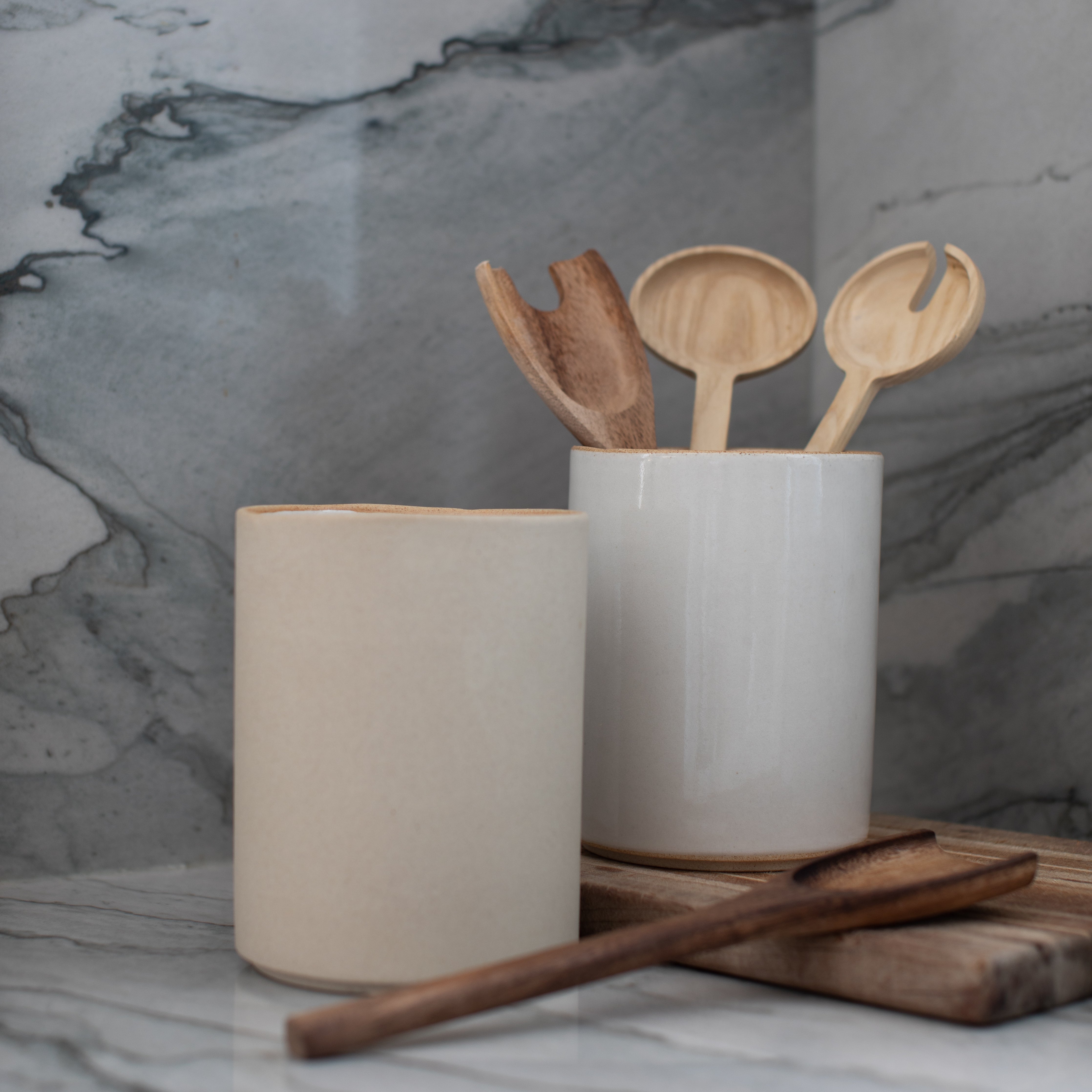 Minimal Utensil Crock | Raw Stoneware