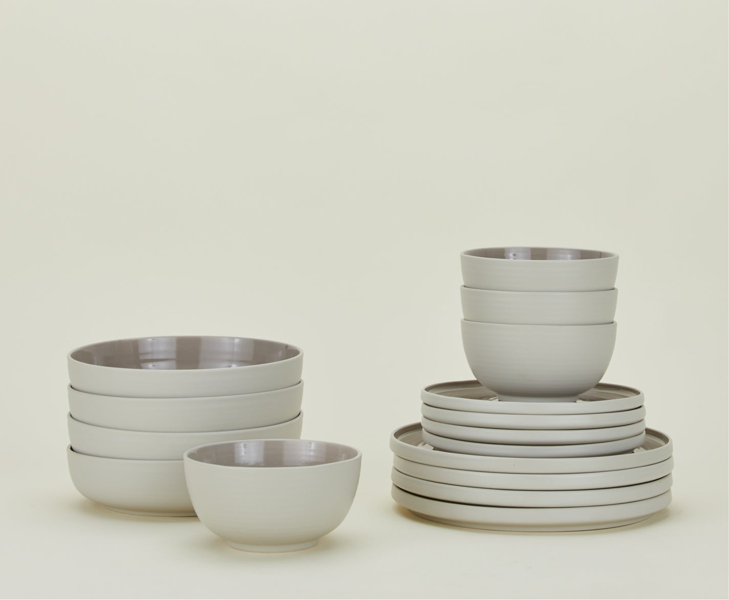 Essential Dinnerware - 16 pc Set, Light Grey