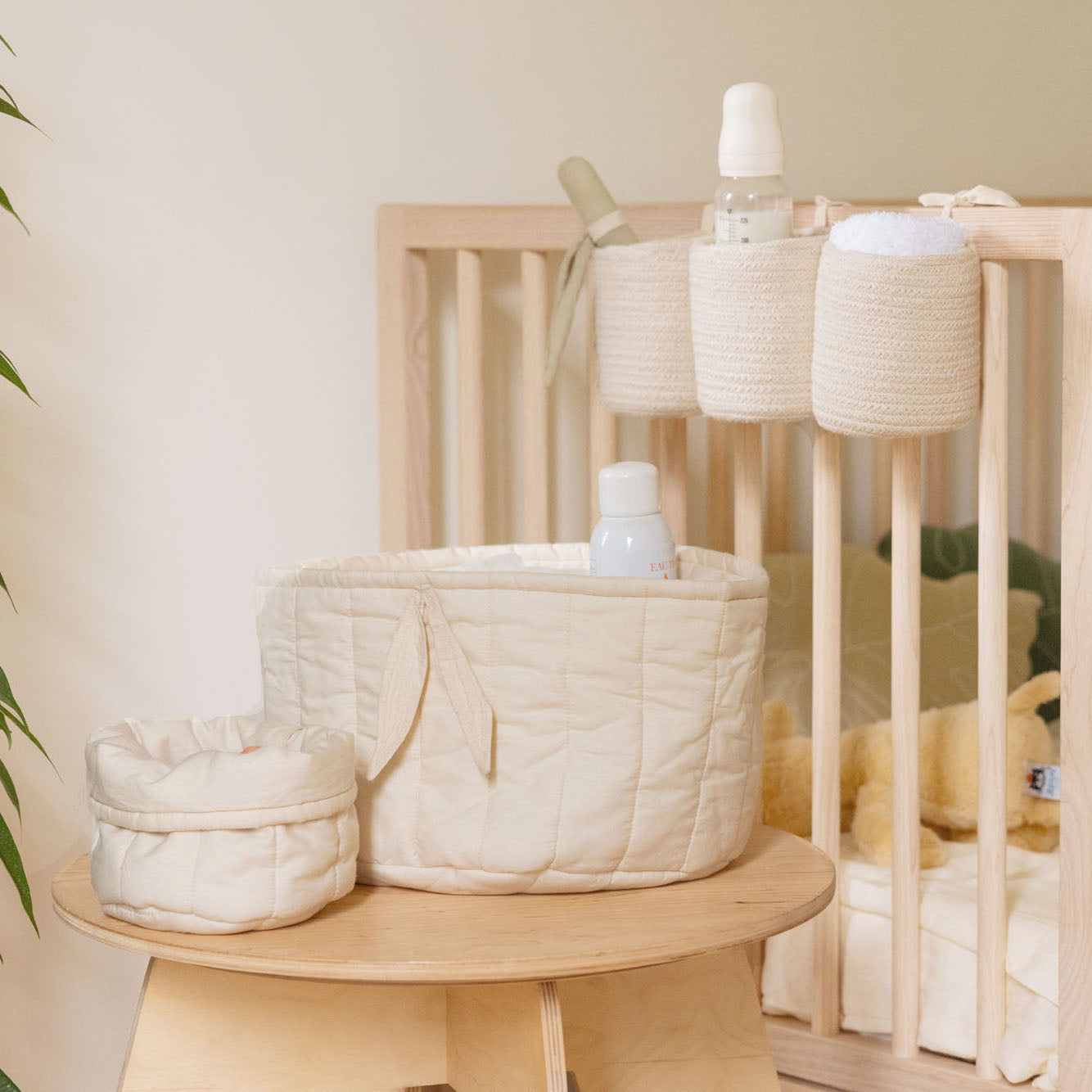 Bambie Natural Set Of 2 Quilted Baskets