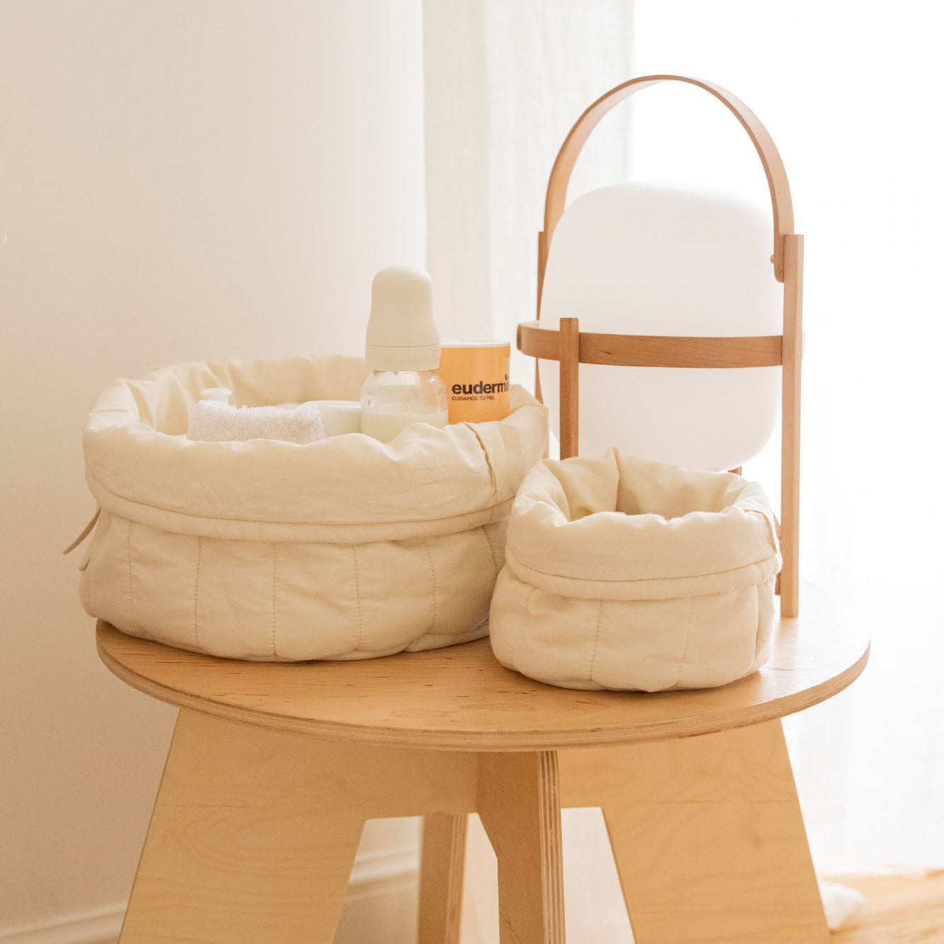 Bambie Natural Set Of 2 Quilted Baskets