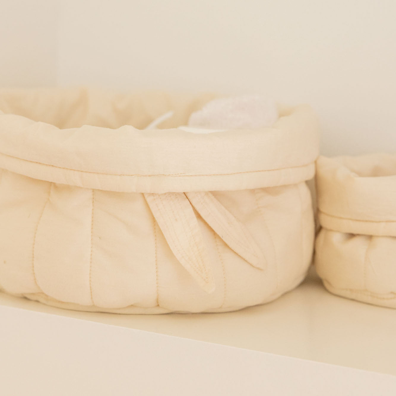 Bambie Natural Set Of 2 Quilted Baskets