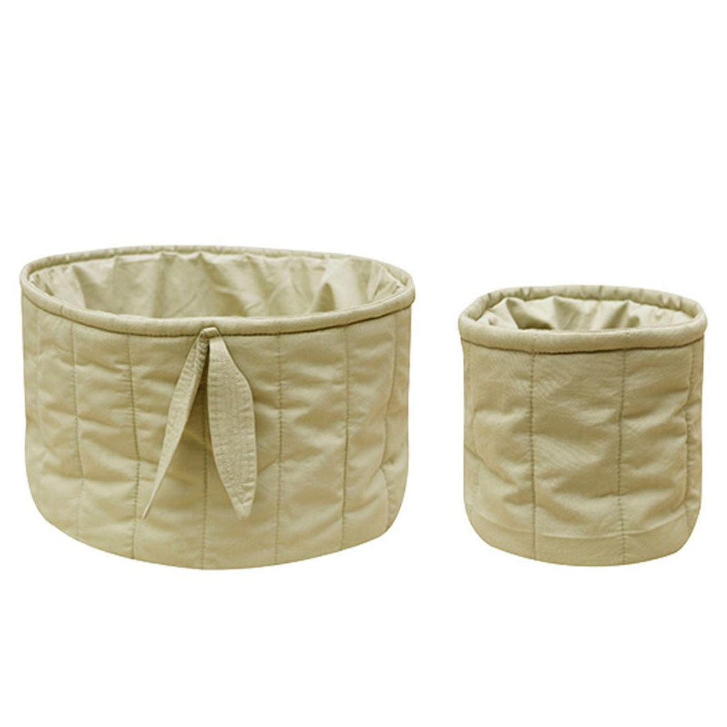 Bambie Olive Set Of 2 Quilted Baskets