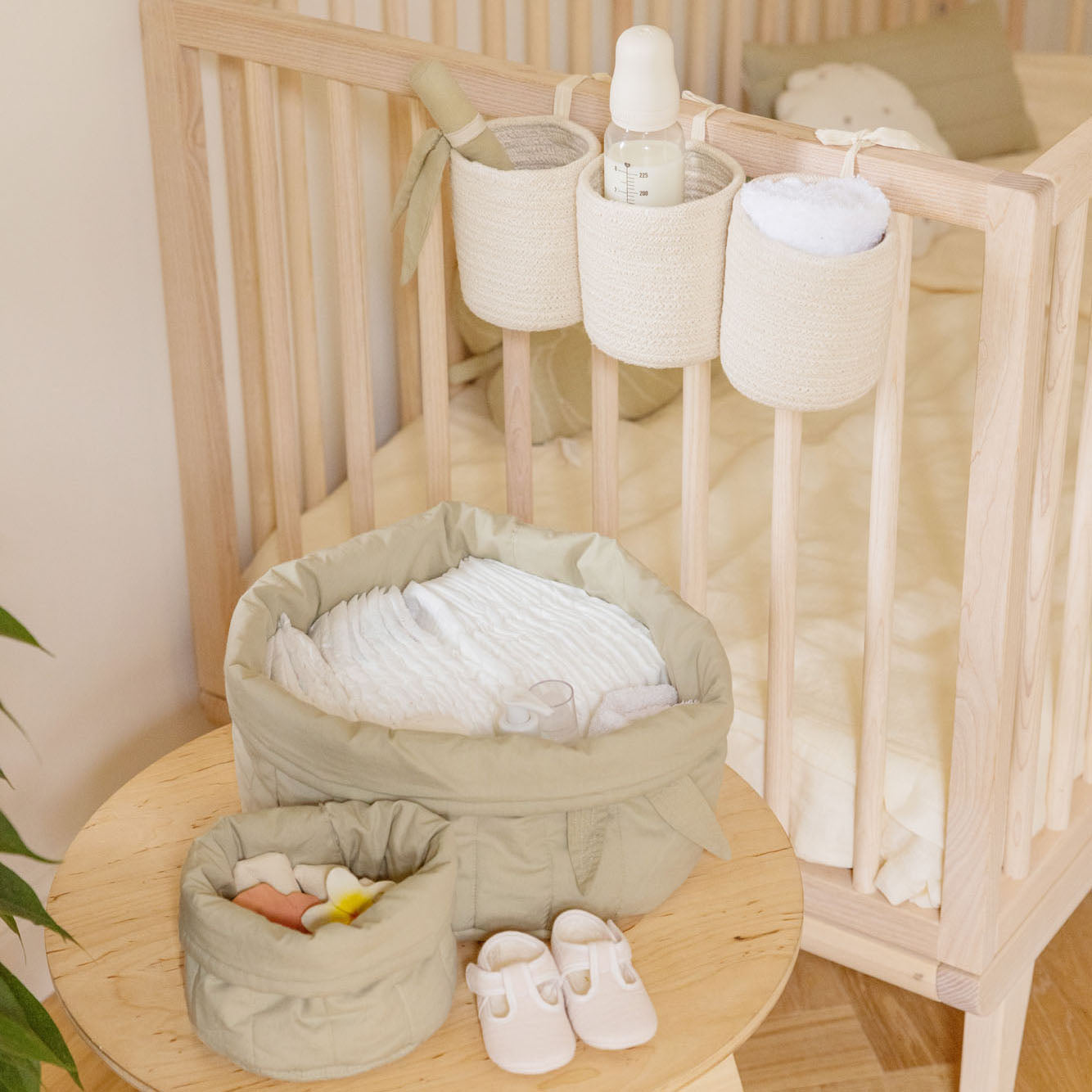Bambie Olive Set Of 2 Quilted Baskets