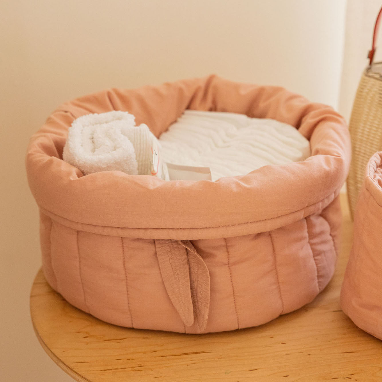 Bambie Vint Nude Set Of 2 Quilted Baskets