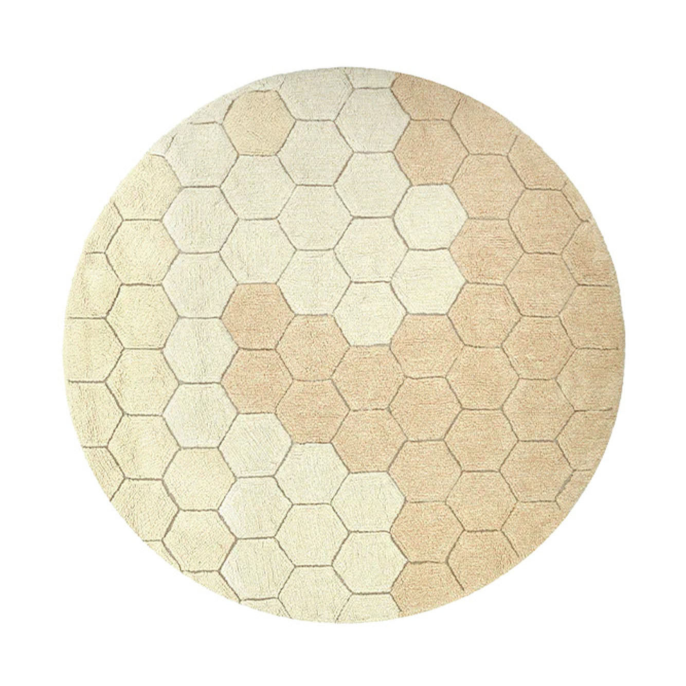 Golden Honeycomb Washable Round Rug