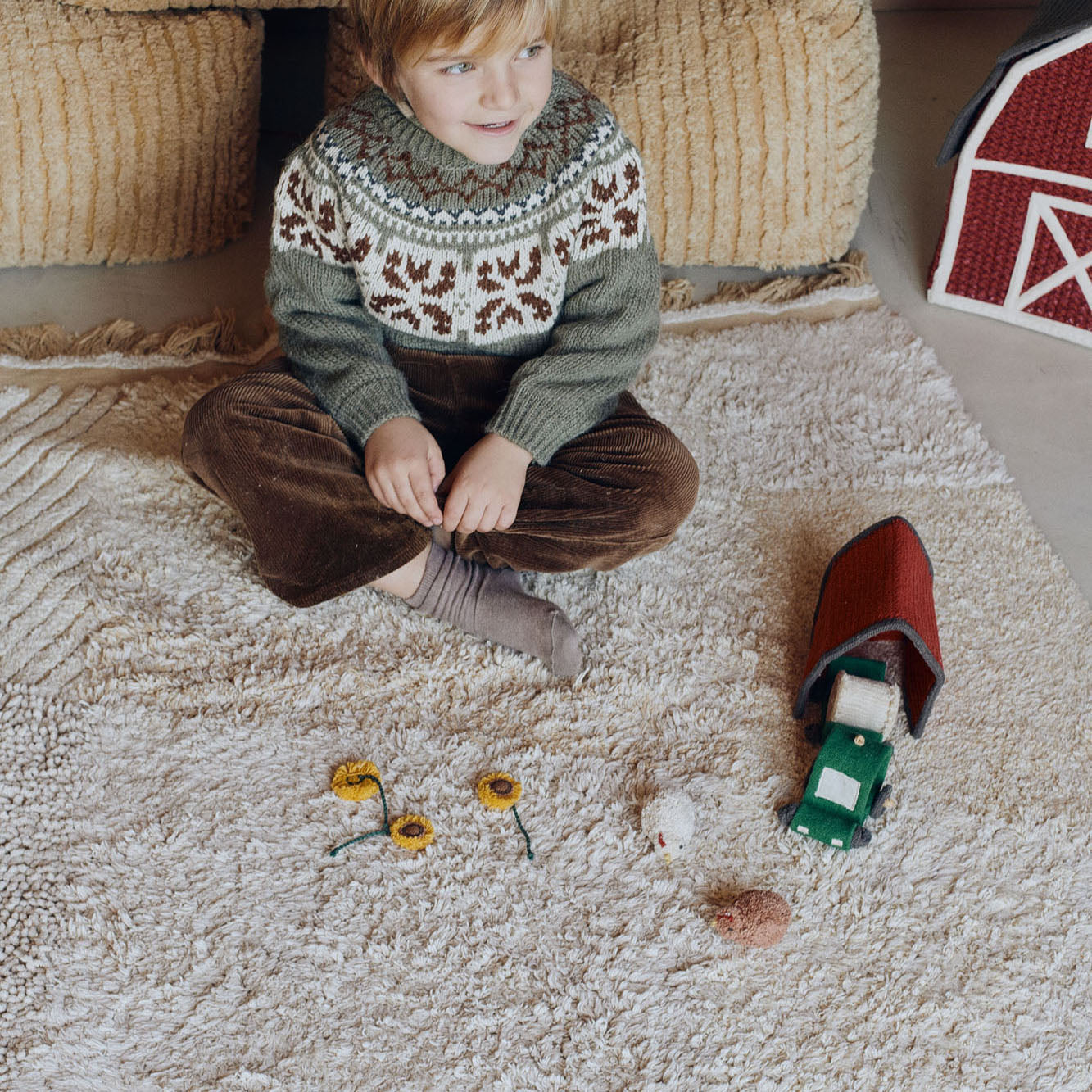 Farm Fields Washable Play Rug