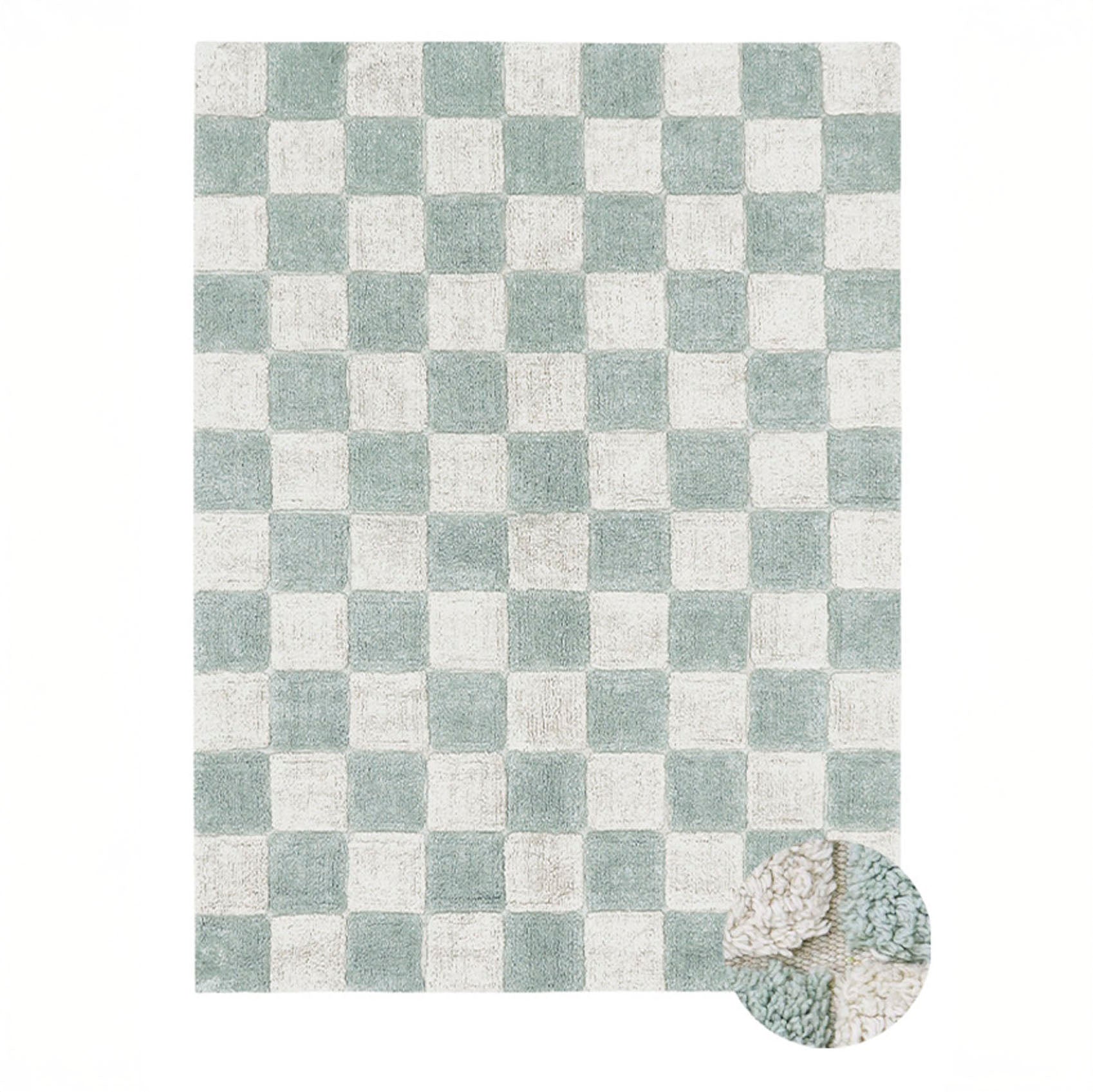 Blue Sage Washable Kitchen Tiles Rug