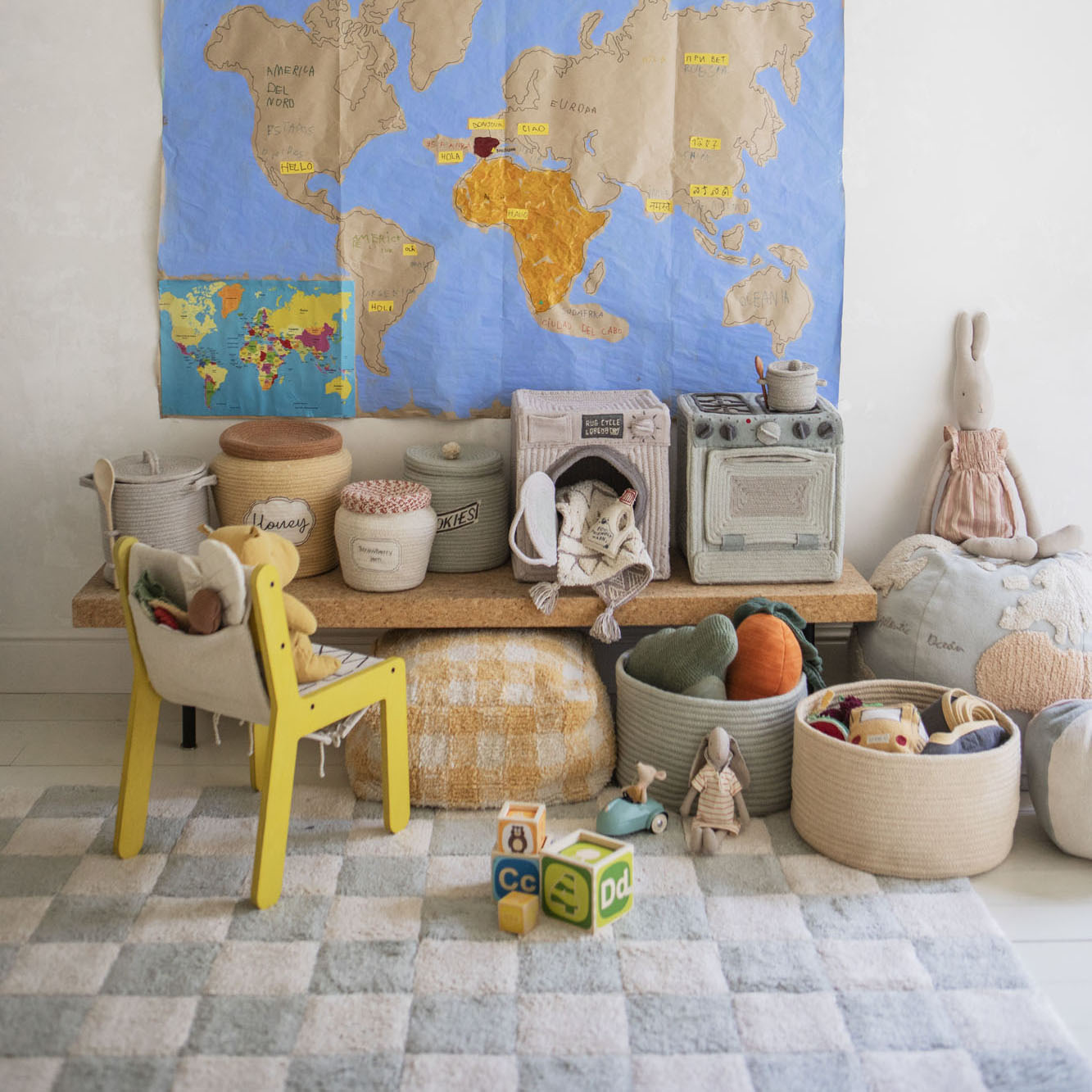 Blue Sage Washable Kitchen Tiles Rug
