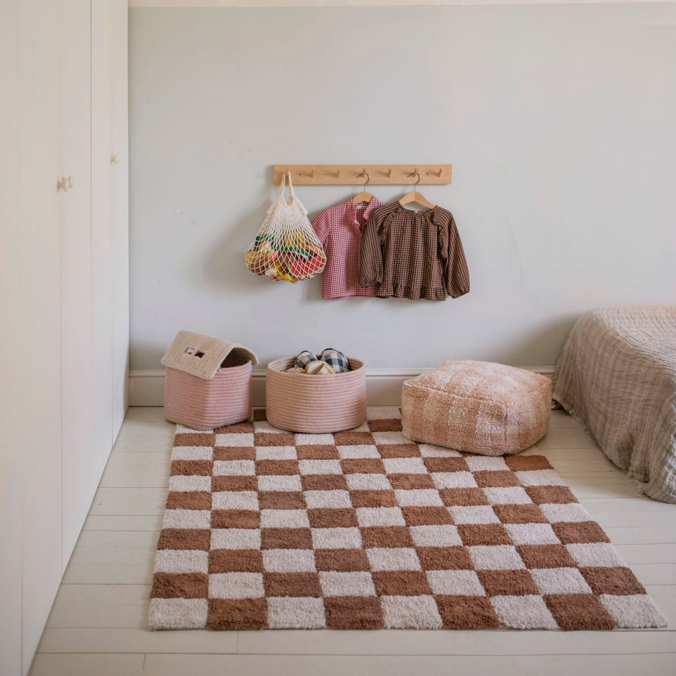 Toffee Kitchen Tiles Washable Rug