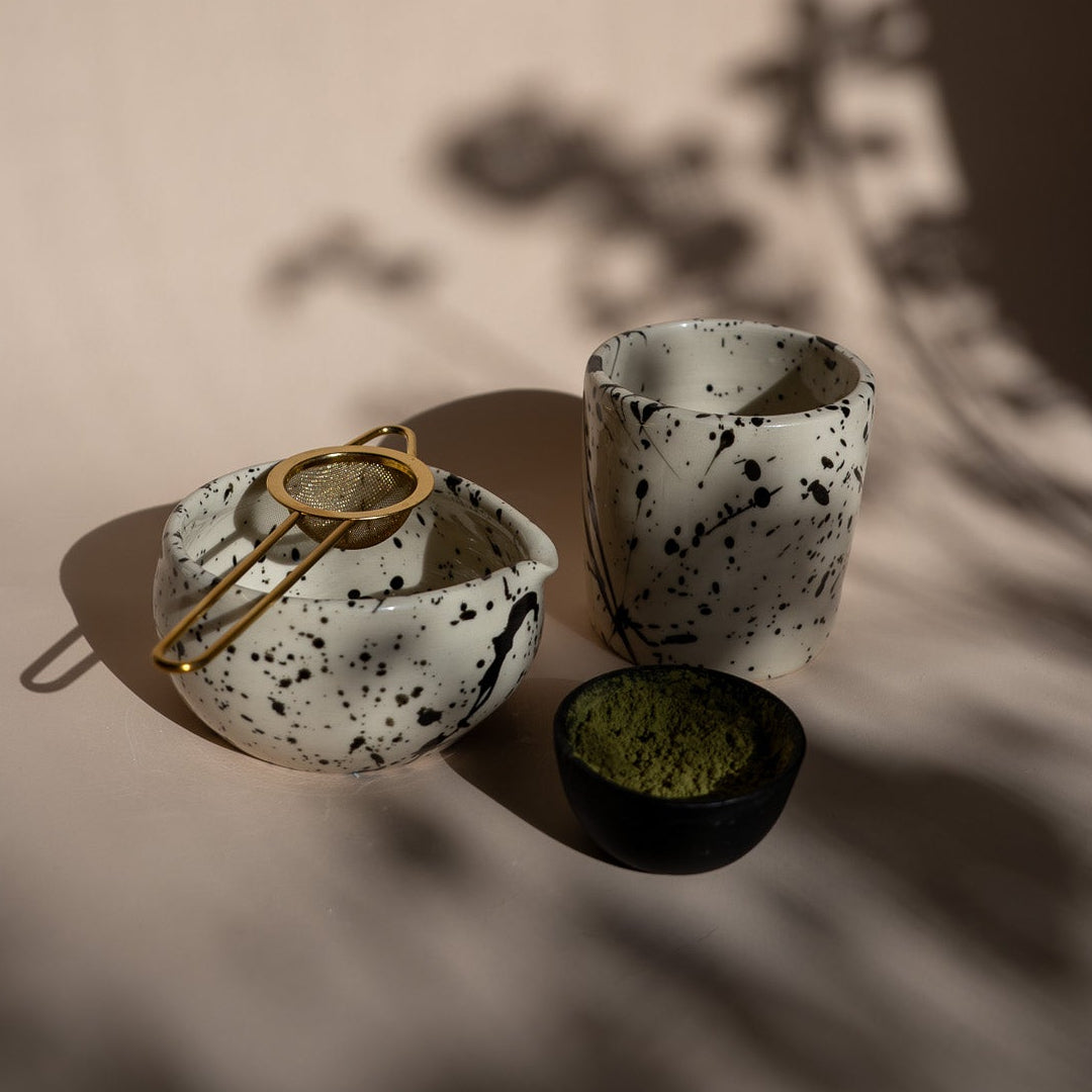 Jackson Handmade Ceramic Matcha Bowl | Speckled Black