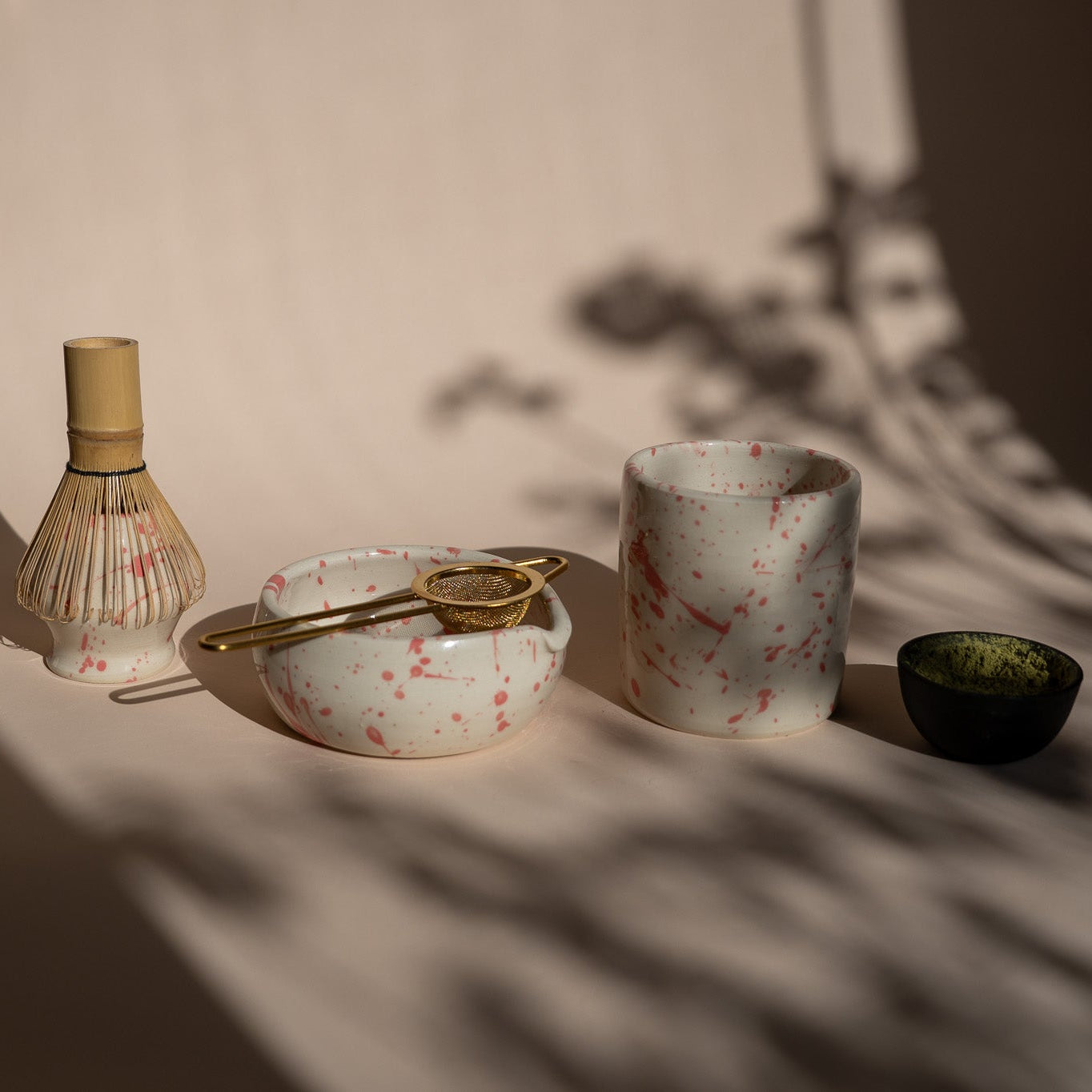 Jackson Handmade Ceramic Matcha Bowl | Speckled Pink